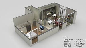Block 17 Apartments LB 3 3D Floor Plan